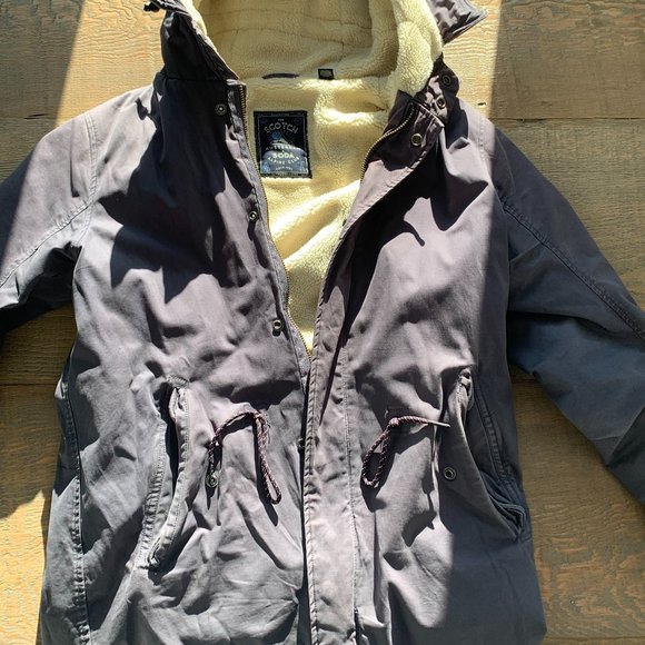 Scotch & Soda Men's Classic Parka with Teddy Lining, Steel Size M - Picture 2 of 12